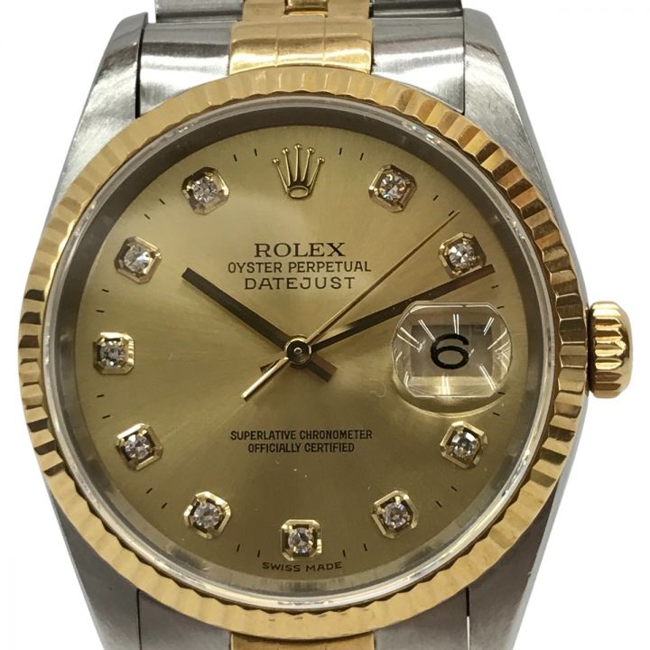 ROLEX ロレックス デイトジャスト 自動巻き 箱付 U番 メンズ腕時計 16233 イエローゴールド｜中古｜なんでもリサイクルビッグバン