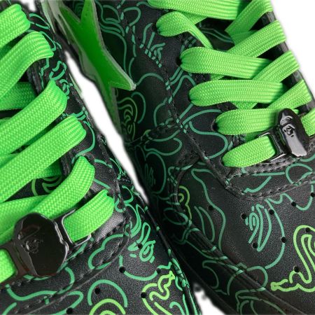  A BATHING APE RAZER×BAPE NEON CAMO M2 26cm スニーカー ブラック×ライトグリーン