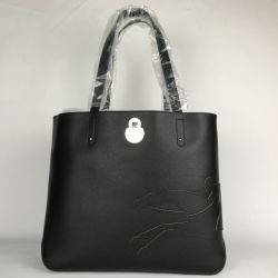 ■■ Longchamp ロンシャン Shop-It ショップイット トートバッグ レザー ブラック Aランク