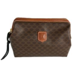 ■■ CELINE セリーヌ マカダム柄 アクセサリーポーチ オールドセリーヌ ブラウン Bランク