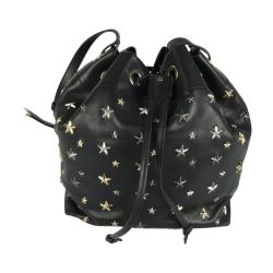 ■■ JIMMY CHOO ジミーチュウ スタースタッズ JUNOドローストリングバッグ ショルダーバッグ 巾着バッグ ブラック Bランク