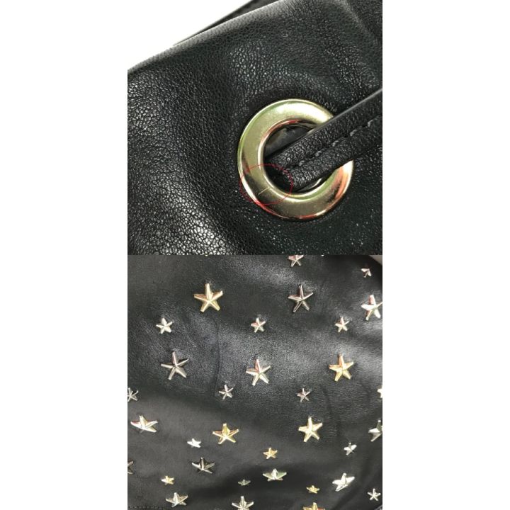 s61【極美品】ジミーチュウ　スター　スタッズ　巾着　ブラック2wayショルダー s61【極美品】ジミーチュウ スター スタッズ 巾着 ブラック2way