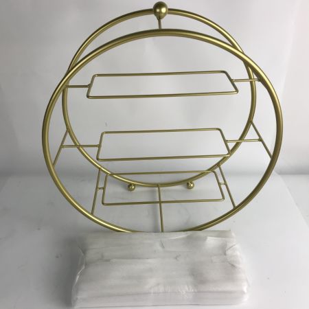   アフタヌーンティースタンド ケーキスタンド3段 ゴールドX白皿