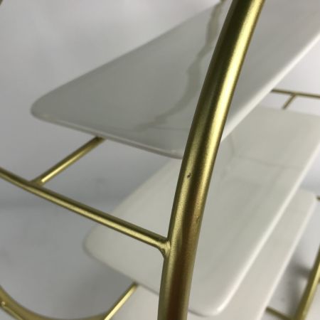   アフタヌーンティースタンド ケーキスタンド3段 ゴールドX白皿