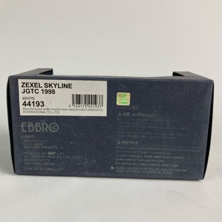   EBBRO 1/43 ZEXEL SKYLINE (R33) JGTC 1998 No.2 44193 ホワイト