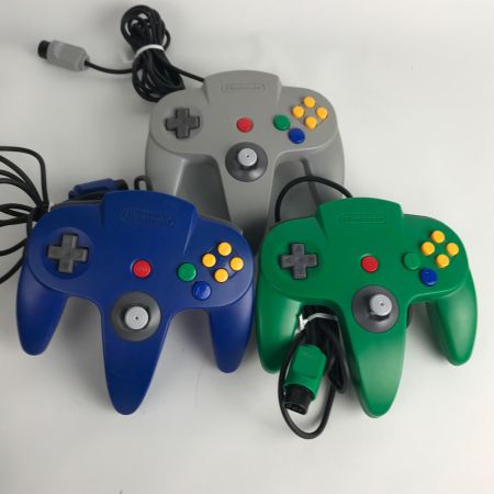  Nintendo 【動作品】ニンテンドー64 任天堂64  NUS-001 コントローラー3個振動パック・コントローラーパック付き