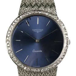 ■■ LONGINES ロンジン フラッグシップ ダイヤベゼル flagship クォーツ ネイビー ダイヤ付き 1985年 箱・取説付 20399328  ネイビー Bランク