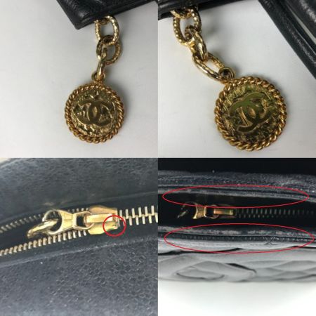  CHANEL シャネル 復刻トート キャビアスキン ゴールドチャーム トートバッグ ブラック