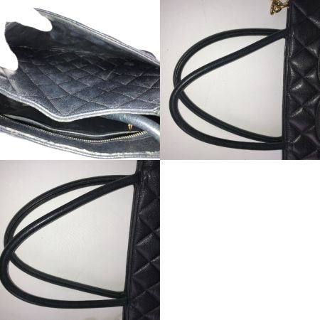  CHANEL シャネル 復刻トート キャビアスキン ゴールドチャーム トートバッグ ブラック