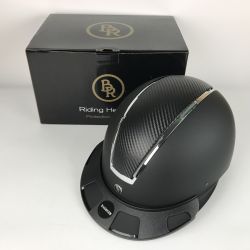 ■■  BR 乗馬ヘルメット Omega Painted ポロバイザー Lサイズ（58-60cm BRH98 ブラック×シルバー Aランク