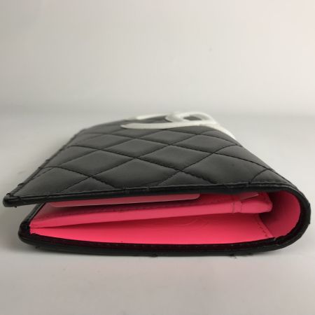  CHANEL シャネル 財布 カンボンライン キルティング A26717 ブラック×ホワイト×ピンク 箱・ギャランティカード付 