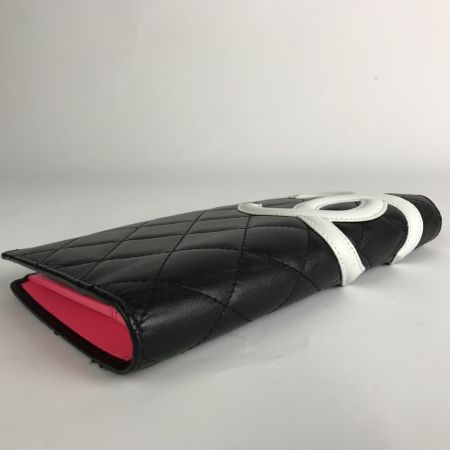  CHANEL シャネル 財布 カンボンライン キルティング A26717 ブラック×ホワイト×ピンク 箱・ギャランティカード付 