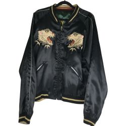 ■■ TAILOR東洋 スカジャン  [SIZE XL] 初期型 氷室京介 虎顔×CHEVY LOVER TT10495 ブラック Bランク