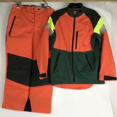  MAC GREEN リンタロウ チェーンソー作業用スーツ セットアップ Mサイズ MT541／MT517 グリーン×オレンジ Aランク