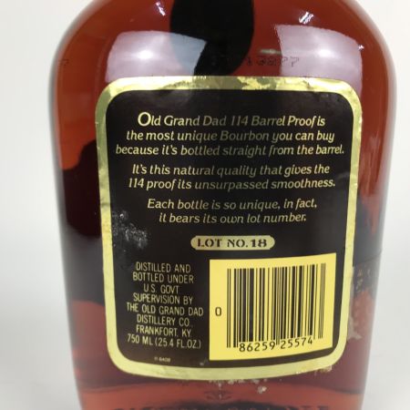  オールドグランダッド114 OLD GRAND DAD 57% LOT NO18 アメリカンウイスキー 箱付 未開栓 未開栓