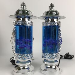 ■■ 太閤産業 バブル灯 5号 仏具 盆提灯 霊前灯 ヨーラク付 ブルー 名札欠品 Aランク