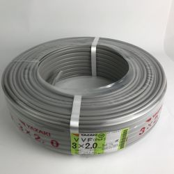 ■■ YAZAKI 電材 VVFケーブル 3芯×2.0mm×長さ100m 2025年07月製造 グレー Nランク