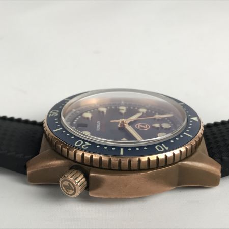  ZELOS [限定] Mako CUSN8 腕時計 ダイバーズウォッチ ラバー ネイビー x ブロンズ x ブラック