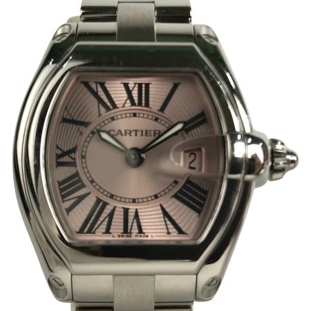  Cartier カルティエ 腕時計 ロードスター SM W62017V3 2675 ピンク x シルバー ベルト2本・コマ付属