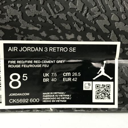  NIKE ナイキ 26.5cm ジョーダン3 Air Jordan 3 Retro SE CK5692-600 ファイヤーレッド