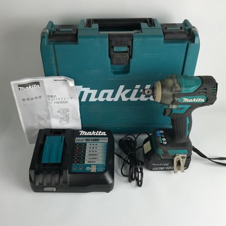  MAKITA マキタ コードレスインパクトレンチ 充電式 動作品 TW3000DRGX ブルー 充電器・充電池1個・ケース付 