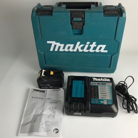  MAKITA マキタ コードレスインパクトレンチ 充電式 動作品 TW3000DRGX ブルー 充電器・充電池1個・ケース付 