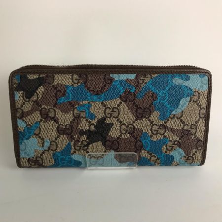  GUCCI グッチ 長財布 ジップアラウンドウォレット GGスプリームキャンバス カモフラ柄 834694 ブルー×ベージュ
