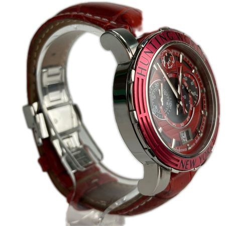  HUNTING WORLD ハンティングワールド 腕時計 クロノグラフ クォーツ HW-913 レッド 稼働品
