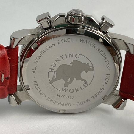  HUNTING WORLD ハンティングワールド 腕時計 クロノグラフ クォーツ HW-913 レッド 稼働品