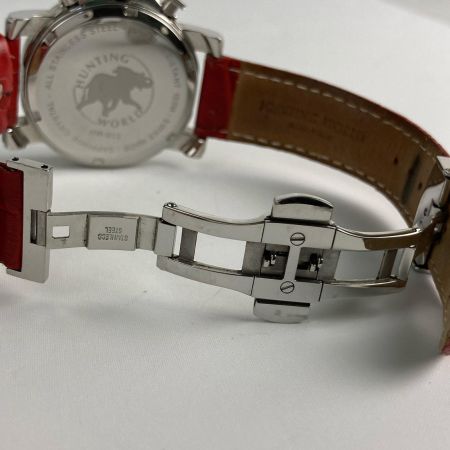  HUNTING WORLD ハンティングワールド 腕時計 クロノグラフ クォーツ HW-913 レッド 稼働品