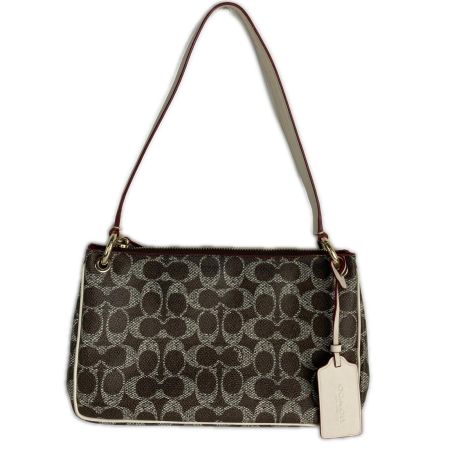  COACH コーチ ワンショルダーバッグ シグネチャー 34546 ダークブラウン ショルダーストラップ欠品