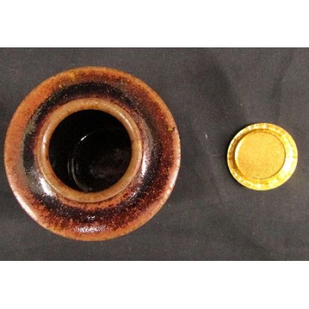   生活雑貨 茶道具 茶入 瀬戸 加藤光右衛門 仕覆2つ箱付き 現状品