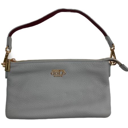  COCOCELUX GOLD ハンドバッグ ポーチ付　オーバル2WAY ライトグレー×エンジ