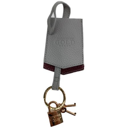  COCOCELUX GOLD ハンドバッグ ポーチ付　オーバル2WAY ライトグレー×エンジ