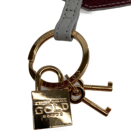  COCOCELUX GOLD ハンドバッグ ポーチ付　オーバル2WAY ライトグレー×エンジ