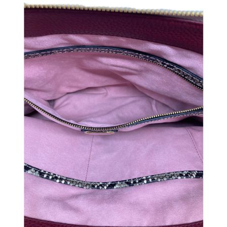  COCOCELUX GOLD ハンドバッグ ポーチ付　オーバル2WAY ライトグレー×エンジ