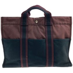 ●● HERMES エルメス トートバッグ フールトゥMM エンジ×ブラック Bランク
