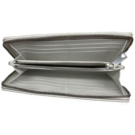  BOTTEGA VENETA ラウンドファスナー財布 マキシイントレチャート 649607 ホワイト