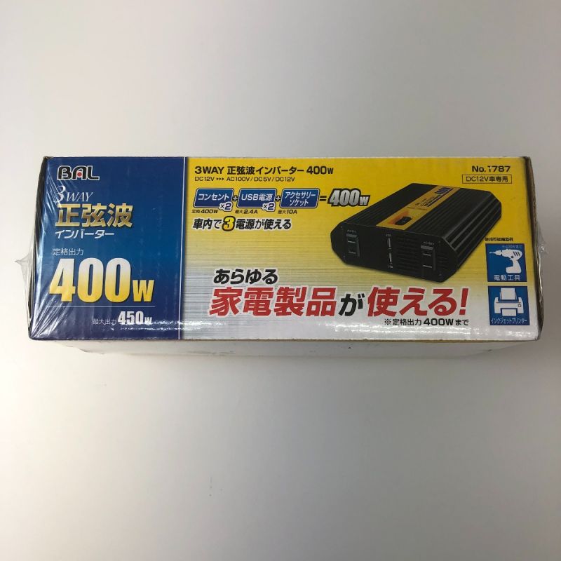 中古】 BAL バル DC12V車専用 3WAY正弦波インバーター 400w No.1787