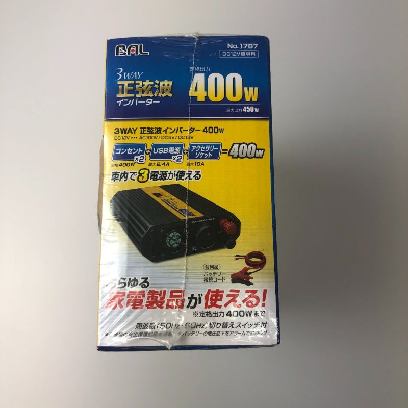 中古】 BAL バル DC12V車専用 3WAY正弦波インバーター 400w No.1787