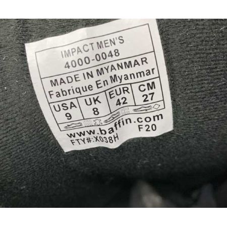  BAFFIN 防寒ブーツ SIZE 27cm 4000-0048 ブラック