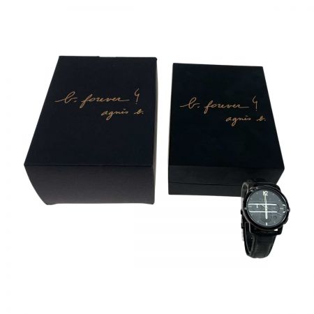  agnes b アニエスベー 腕時計 レザー ブラック VD53-KZE0