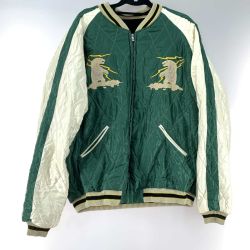 ●● テーラー東洋 メンズ スカジャン  XXXL グリーン/大陸 ブラック/熊 リバーシブル TT15175 Bランク