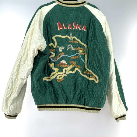  テーラー東洋 メンズ スカジャン  XXXL グリーン/大陸 ブラック/熊 リバーシブル TT15175