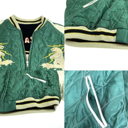  テーラー東洋 メンズ スカジャン  XXXL グリーン/大陸 ブラック/熊 リバーシブル TT15175