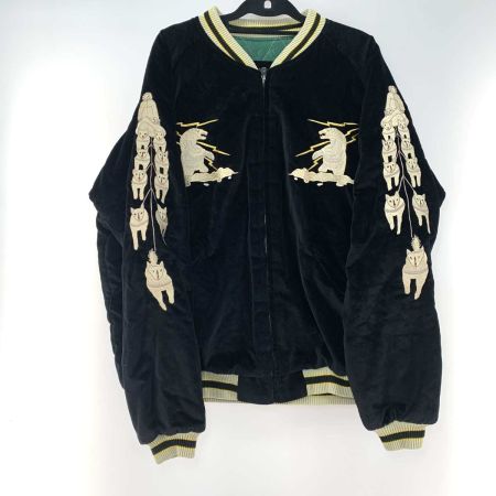  テーラー東洋 メンズ スカジャン  XXXL グリーン/大陸 ブラック/熊 リバーシブル TT15175