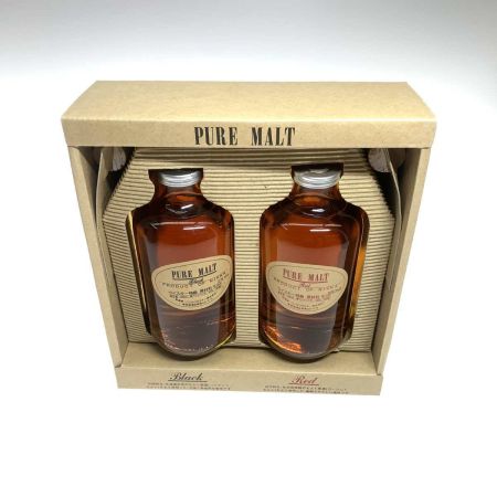 【北海道内限定発送】  蒸留酒類 ウィスキー 500ml ピュアモルト ギフトボックス Black Red 2本セット 未開栓