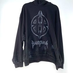 ●● BALENCIAGA バレンシアガ パーカー  SIZE L  メタルBB ステンシル ブラック Bランク