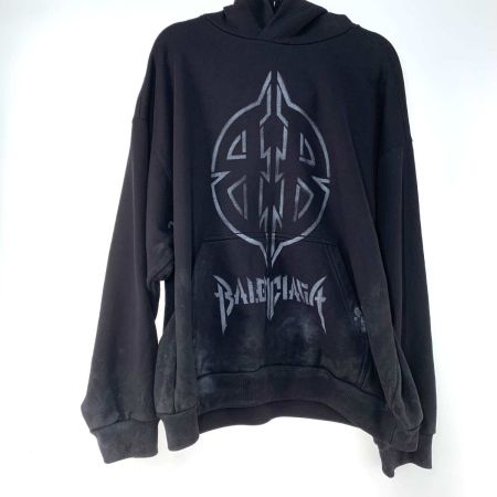  BALENCIAGA バレンシアガ パーカー  SIZE L  メタルBB ステンシル ブラック
