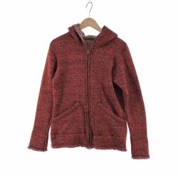 〇〇 BURN OUT メンズ パーカー ジップパーカー サイズS レッド Bランク